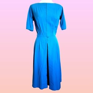 1960s blue vintage pleated dress